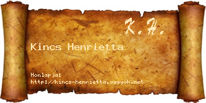 Kincs Henrietta névjegykártya